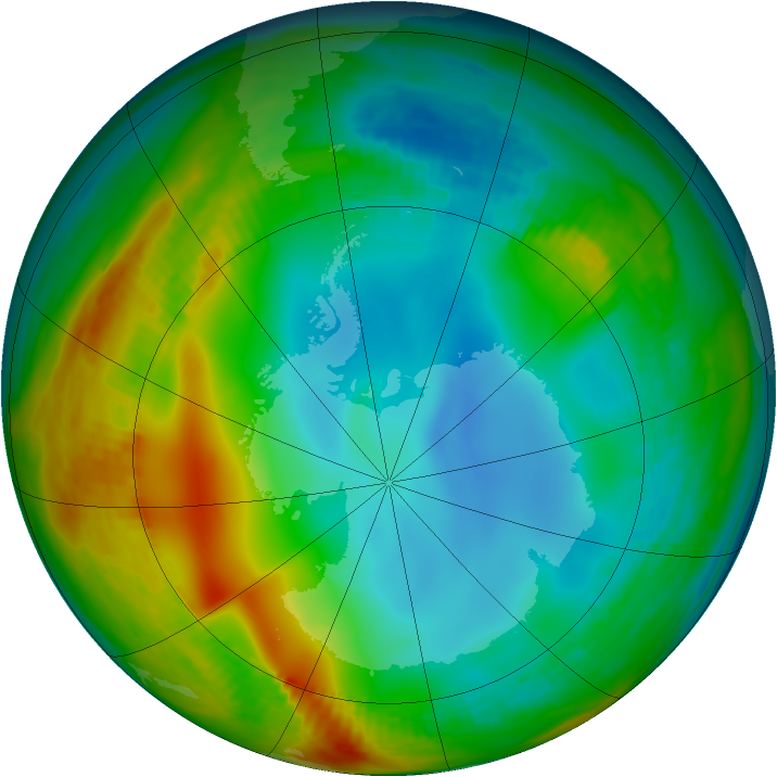 Antarctic ozone map for 02 July 1984